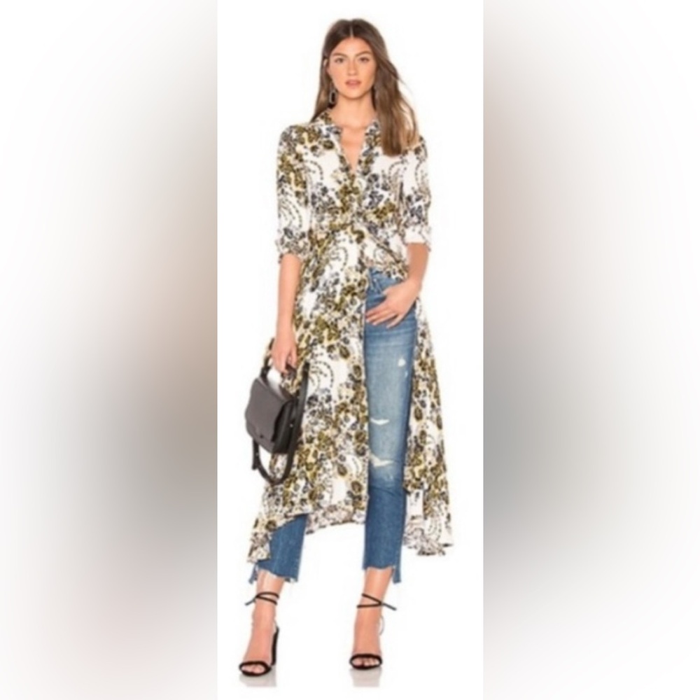 Free People Tough Love Shirt Dress Floral Midi Bohemian Floral Sz12 - Picture 5 of 16